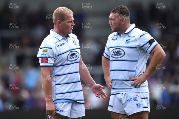 180818 - Exeter Chiefs v Cardiff Blues - Preseason Friendly - Rhys Gill and Dillon Lewis of Cardiff Blues