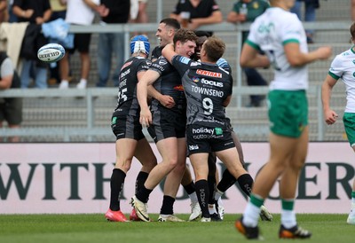 110525 - Exeter Chiefs v Northampton Saints - Gallagher Premiership - Nick Lilley of Exeter celebrates scoring a try on his debut