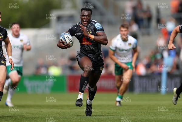 110525 - Exeter Chiefs v Northampton Saints - Gallagher Premiership - Paul Brown-Bampoe of Exeter runs in to score a try
