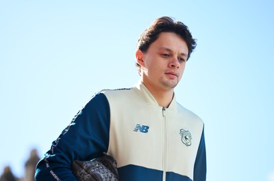 140326 - Exeter City v Cardiff City - Sky Bet League 1 - Perry Ng of Cardiff City arrives ahead of kick off 