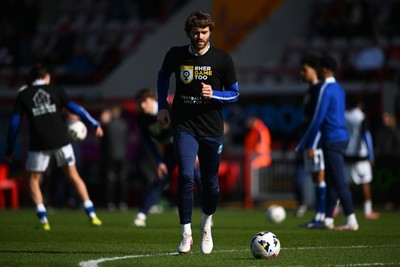 140326 - Exeter City v Cardiff City - Sky Bet League 1 - Calum Chambers of Cardiff City warms up ahead of kick off