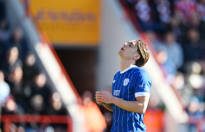 140326 - Exeter City v Cardiff City - Sky Bet League 1 - Cian Ashford of Cardiff City reacts