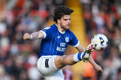 140326 - Exeter City v Cardiff City - Sky Bet League 1 - Ryan Wintle of Cardiff City controls the ball