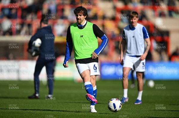 140326 - Exeter City v Cardiff City - Sky Bet League 1 - Ryan Wintle of Cardiff City warms up ahead of kick off