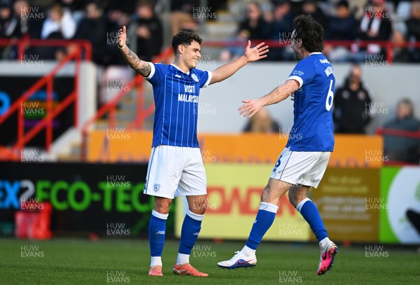 140326 - Exeter City v Cardiff City - Sky Bet League 1 - Alex Robertson of Cardiff City celebrates after scoring their sides third goal 
