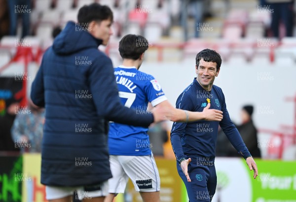 140326 - Exeter City v Cardiff City - Sky Bet League 1 - Brian Barry-Murphy, Manager of Cardiff City celebrates at the final whistle