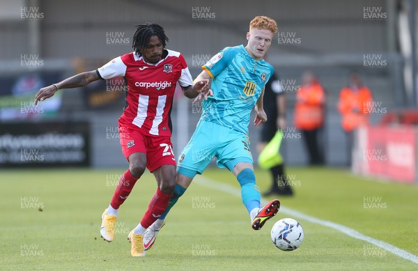 161021 - Exeter City v Newport County, EFL Sky Bet League 2 - Ryan Haynes of Newport County is challenged by Jevani Brown of Exeter City