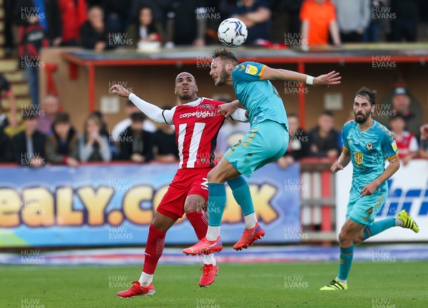 161021 - Exeter City v Newport County, EFL Sky Bet League 2 - Cameron Norman of Newport County and Jake Caprice of Exeter City compete for the ball