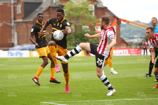 180818 - Exeter City v Newport County - EFL SkyBet League 2 - Jamille Matt of Newport County takes on Jake Taylor of Exeter City 