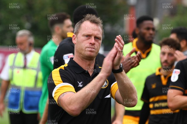 180818 - Exeter City v Newport County - EFL SkyBet League 2 - Manager of Newport County Michael Flynn applauds the travelling fans at the end of the game  