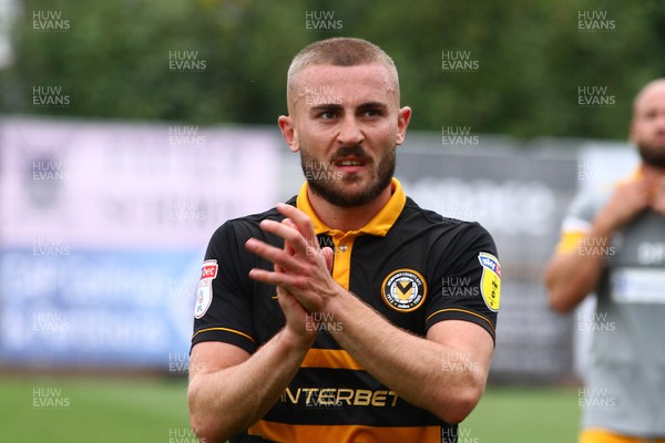 180818 - Exeter City v Newport County - EFL SkyBet League 2 - Dan Butler of Newport County applauds the travelling fans at the end of the game  