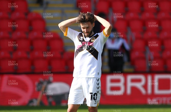 240421 - Exeter City v Newport County - Sky Bet League 2 - Josh Sheehan of Newport County is frustrated at the end of the game