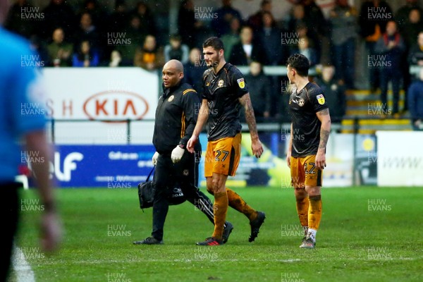 261219 - Exeter City v Newport County - EFL SkyBet League 2 - Ryan Innes of Newport County leaves the field with an injury 