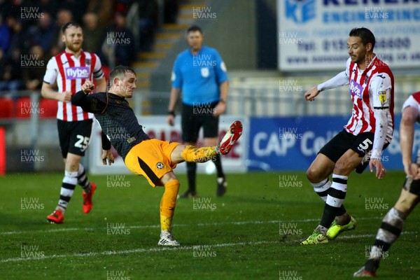 261219 - Exeter City v Newport County - EFL SkyBet League 2 - Taylor Malony of Newport County gets a shot on goal 