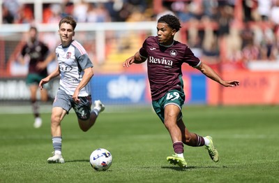 260725 - Exeter City v Swansea City - Pre Season Friendly - Kyrell Wilson of Swansea 