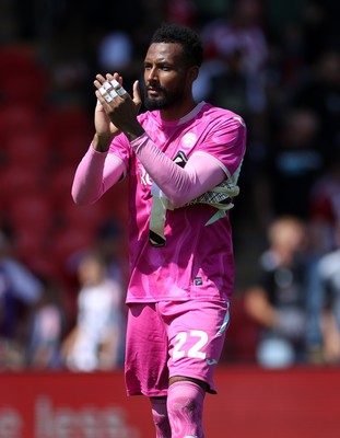 260725 - Exeter City v Swansea City - Pre Season Friendly - Laurence Vigouroux of Swansea at full time