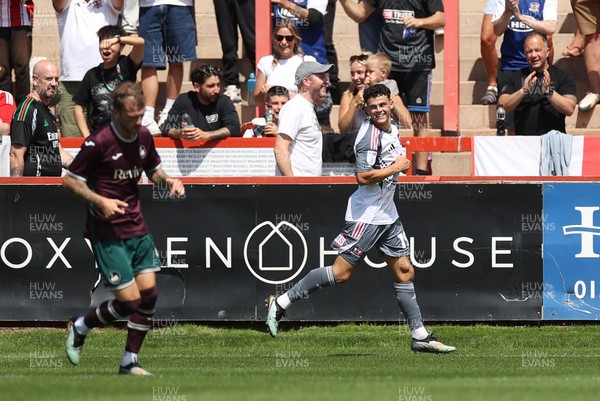 260725 - Exeter City v Swansea City - Pre Season Friendly - Sonny Cox of Exeter celebrates scoring a goal