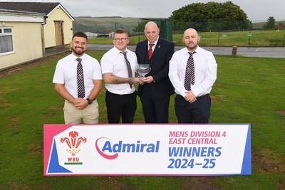 070625 - Ferndale RFC League Presentation - Admiral National League 4 East Central - WRU Rep Roy Wilkinson presents the trophy to Ferndale RFC players