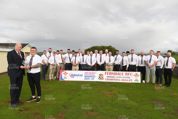 070625 - Ferndale RFC League Presentation - Admiral National League 4 East Central - WRU Rep Roy Wilkinson presents the trophy to Ferndale RFC Captain, Sam Hodder