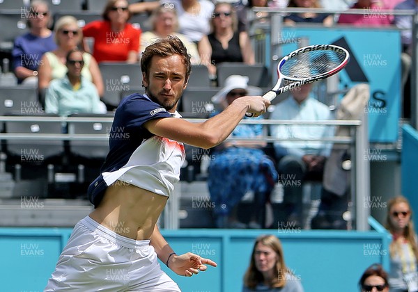 170619 - Fever Tree Tennis Championships - Daniil Medvedev of Russia in action on his way to victory over Fernando Verdasco