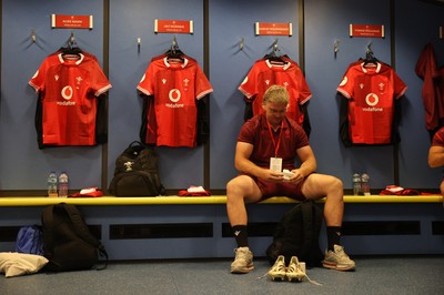 040726 - Fiji v Wales - Nations Championship - Aaron Wainwright in the dressing room before the game