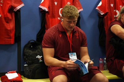 040726 - Fiji v Wales - Nations Championship - Jac Morgan in the dressing room before the game