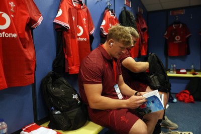 040726 - Fiji v Wales - Nations Championship - Jac Morgan in the dressing room before the game