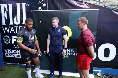 040726 - Fiji v Wales - Nations Championship - Tevita Ikanivere of Fiji and Dewi Lake of Wales during the coin toss