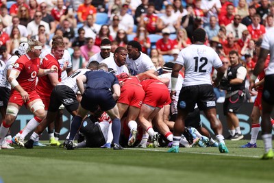 040726 - Fiji v Wales - Nations Championship - Jac Morgan of Wales gets over the line too score a try