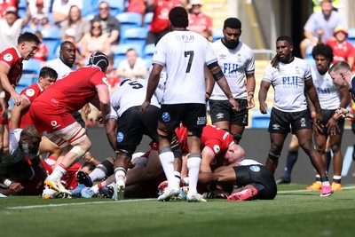 040726 - Fiji v Wales - Nations Championship - Rhys Carre of Wales scores a try