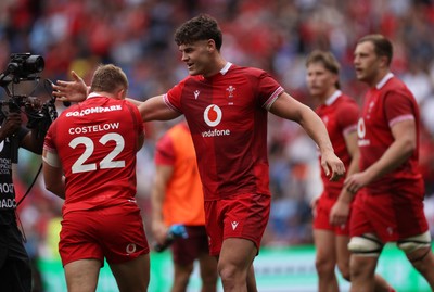 040726 - Fiji v Wales - Nations Championship - Eddie James of Wales celebrates scoring a try