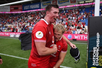 040726 - Fiji v Wales - Nations Championship - Adam Beard and Blair Murray of Wales 