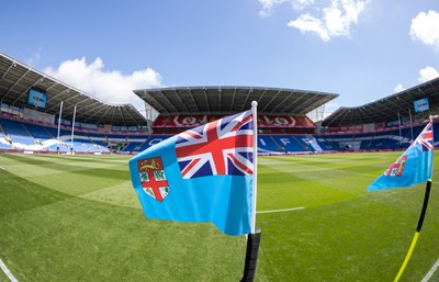 040726 - Fiji v Wales, Nations Championship - A general view of the Cardiff City Stadium displaying Fijian flags ahead of the match