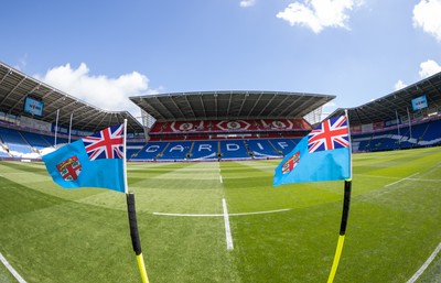 040726 - Fiji v Wales, Nations Championship - A general view of the Cardiff City Stadium displaying Fijian flags ahead of the match