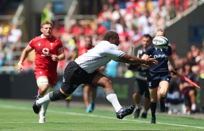 040726 - Fiji v Wales, Nations Championship - Tevita Ikanivere of Fiji reaches for the ball