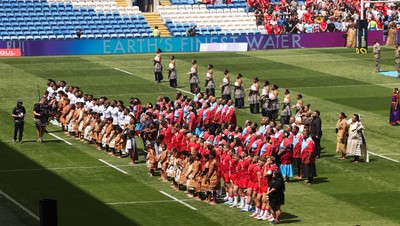 040726 - Fiji v Wales, Nations Championship - The teams line up for the anthems ahead of the match