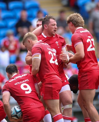 040726 - Fiji v Wales, Nations Championship - Ryan Elias of Wales powers over to score try