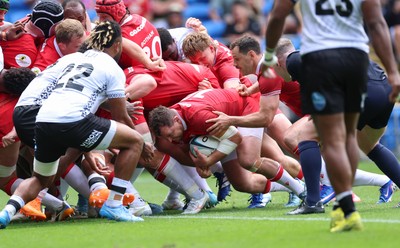040726 - Fiji v Wales, Nations Championship - Ryan Elias of Wales powers over to score try