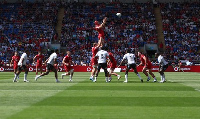 040726 - Fiji v Wales, Nations Championship - James Botham of Wales takes the line out