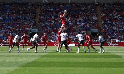 040726 - Fiji v Wales, Nations Championship - James Botham of Wales takes the line out