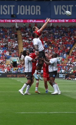 040726 - Fiji v Wales, Nations Championship - Ben Carter of Wales looks to win the line out