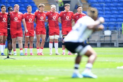 040726 - Fiji v Wales - Nations Championship - Wales watch as Fiji performs the Cibi