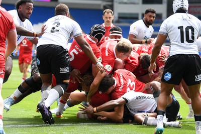040726 - Fiji v Wales - Nations Championship - Wales power over to score a try