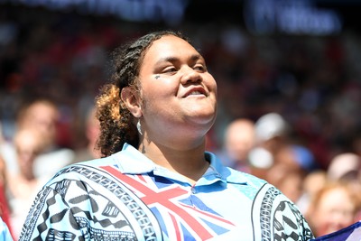 040726 - Fiji v Wales - Nations Championship - Fiji fans during the anthem