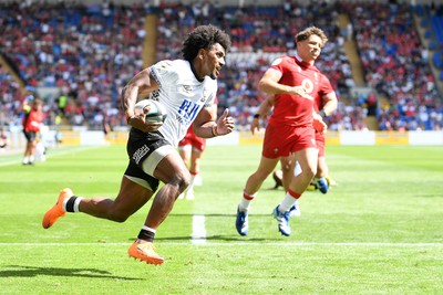 040726 - Fiji v Wales - Nations Championship - Selestino Ravutaumada of Fiji runs in to score a try