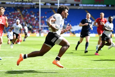 040726 - Fiji v Wales - Nations Championship - Selestino Ravutaumada of Fiji runs in to score a try