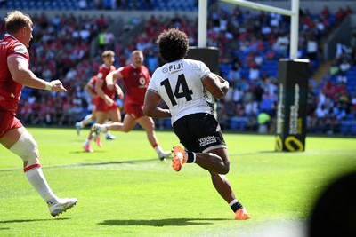 040726 - Fiji v Wales - Nations Championship - Selestino Ravutaumada of Fiji runs in to score a try