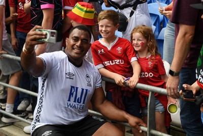 040726 - Fiji v Wales - Nations Championship - Livai Natave of Fiji with fans at full time