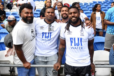 040726 - Fiji v Wales - Nations Championship - Frank Lomani of Fiji with fans at full time