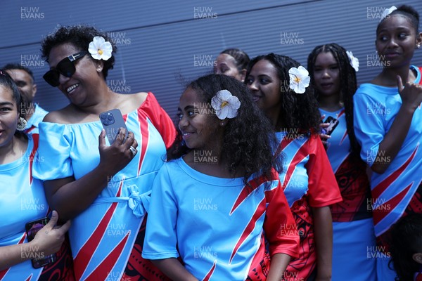 040726 - Fiji v Wales - Nations Championship - Fijian singers outside the stadium before the game